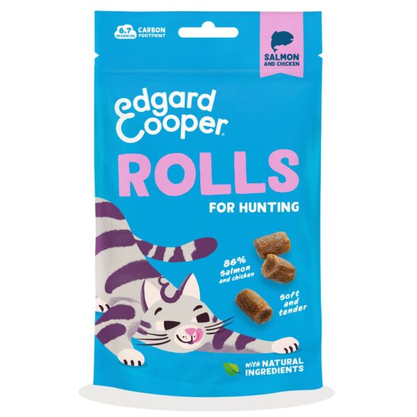 1 confezione x 45 g - Edgard&Cooper Snack Morbidi per Gatti Rolls al Salmone