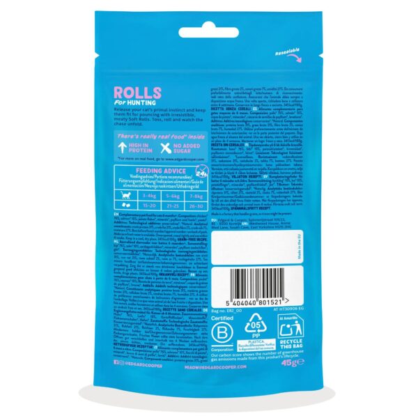 1 confezione x 45 g - Edgard&Cooper Snack Morbidi per Gatti Rolls al Salmone