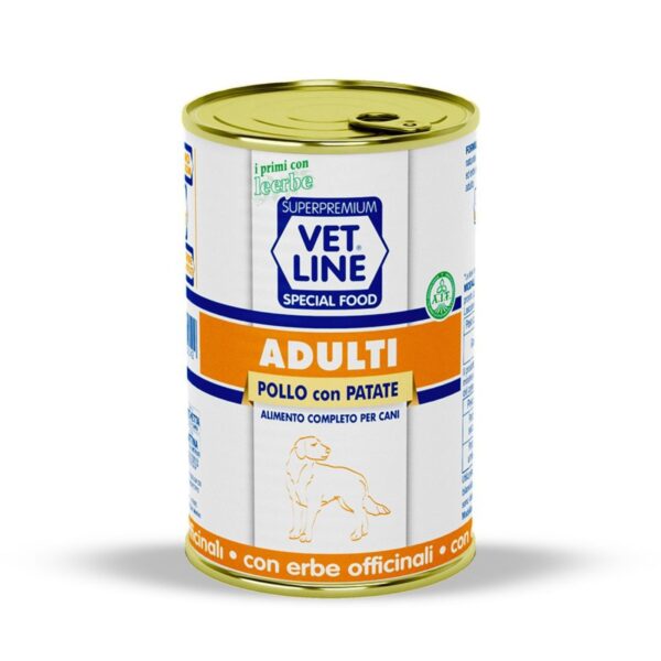 Vet Line Umido Pollo e Patate per Cani Adulti 400g VetLine