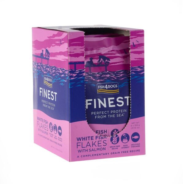 Fish4Dogs Finest Umido per Cani Fiocchi di Pesce Bianco e Salmone 100 g