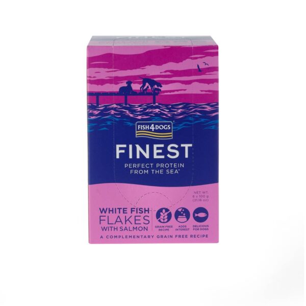 Fish4Dogs Finest Umido per Cani Fiocchi di Pesce Bianco e Salmone 100 g