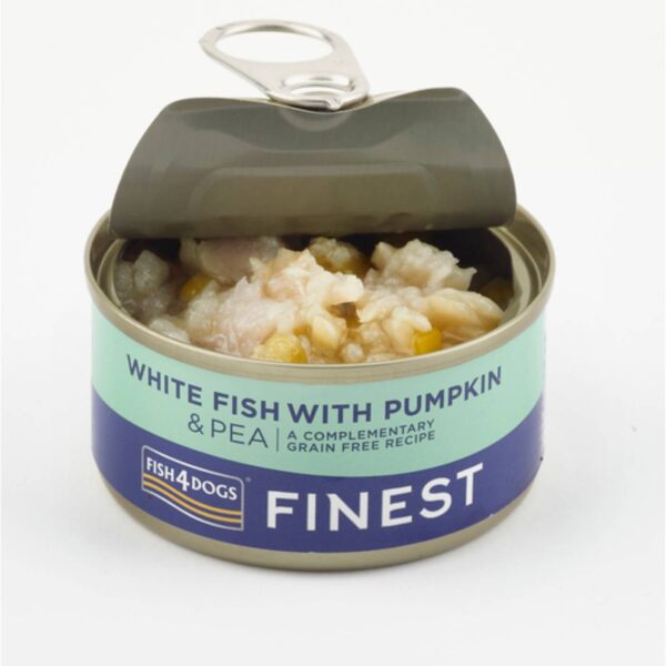 1 x 85 g Fish4Dogs Finest Alimento Umido per Cani Pesce Bianco con Zucca e Piselli