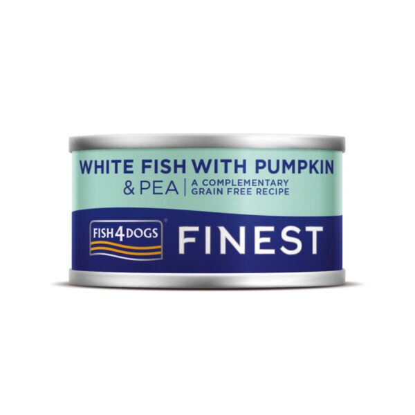 1 x 85 g Fish4Dogs Finest Alimento Umido per Cani Pesce Bianco con Zucca e Piselli