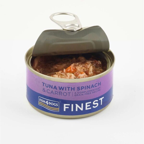 1 x 85 g Fish4Dogs Finest Alimento Umido per Cani Tonno con Carote e Spinaci