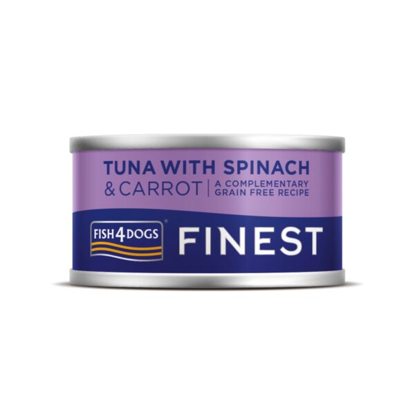 1 x 85 g Fish4Dogs Finest Alimento Umido per Cani Tonno con Carote e Spinaci