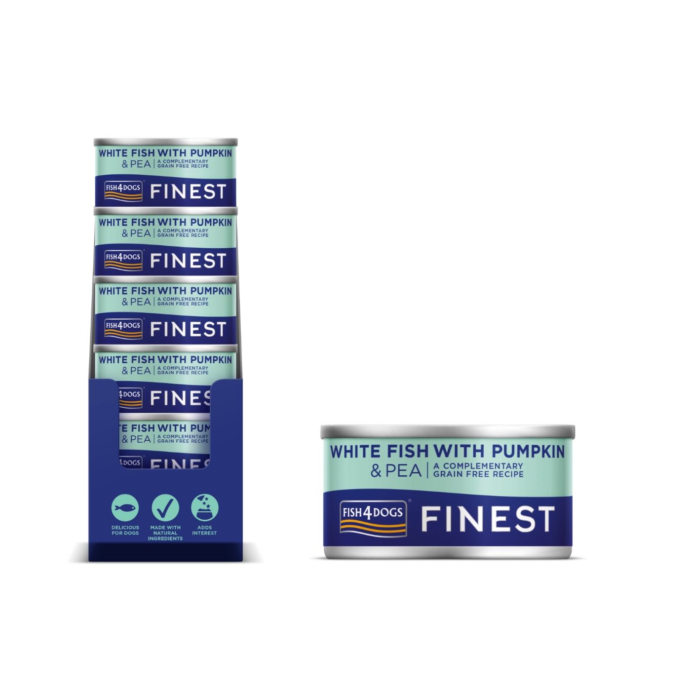 Fish4Dogs Finest Alimento Umido per Cani Pesce Bianco con Zucca e Piselli