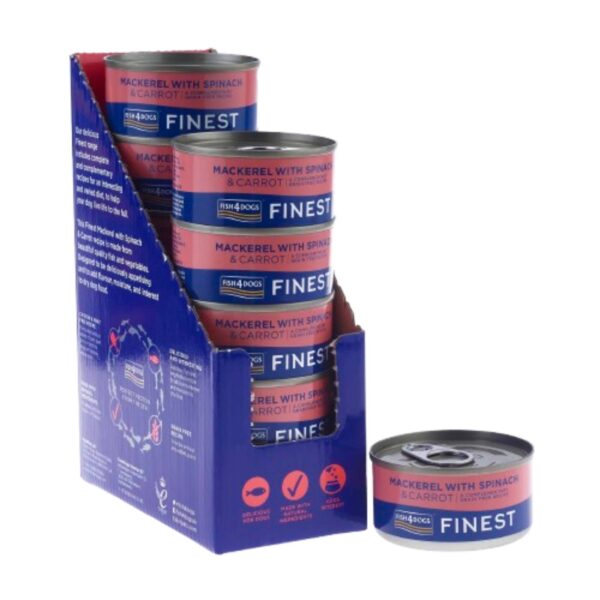 Fish4Dogs Finest Alimento Umido per Cani Sgombro con Carote e Spinaci 85 g