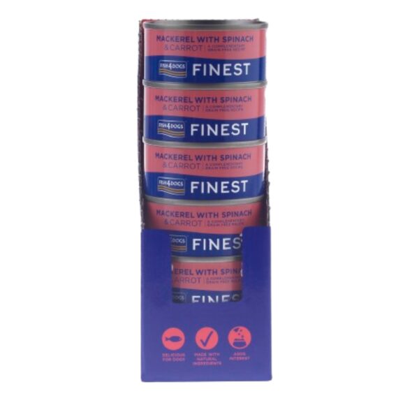 Fish4Dogs Finest Alimento Umido per Cani Sgombro con Carote e Spinaci 85 g