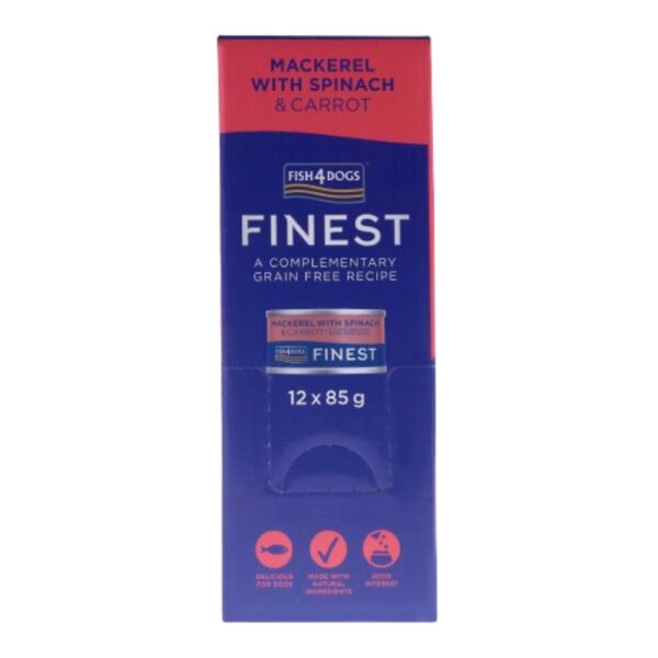 Fish4Dogs Finest Alimento Umido per Cani Sgombro con Carote e Spinaci 85 g