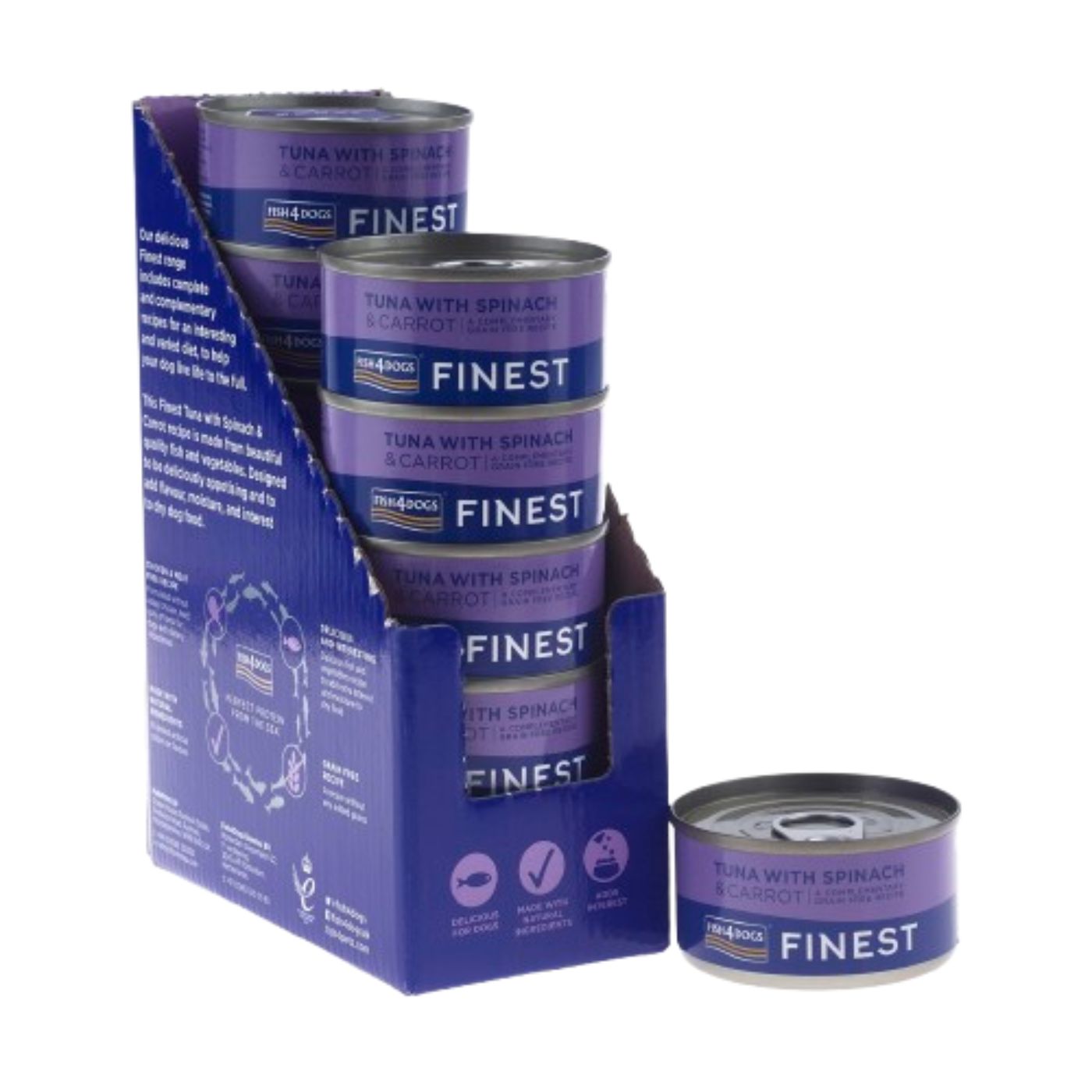 Fish4Dogs Finest Alimento Umido per Cani Tonno con Carote e Spinaci 85 g