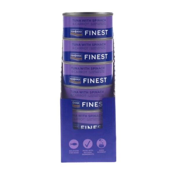 Fish4Dogs Finest Alimento Umido per Cani Tonno con Carote e Spinaci 85 g