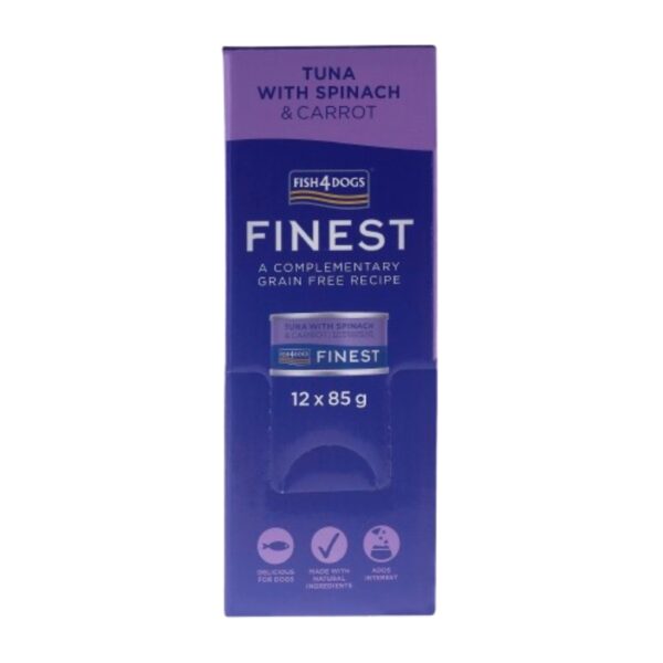 Fish4Dogs Finest Alimento Umido per Cani Tonno con Carote e Spinaci 85 g