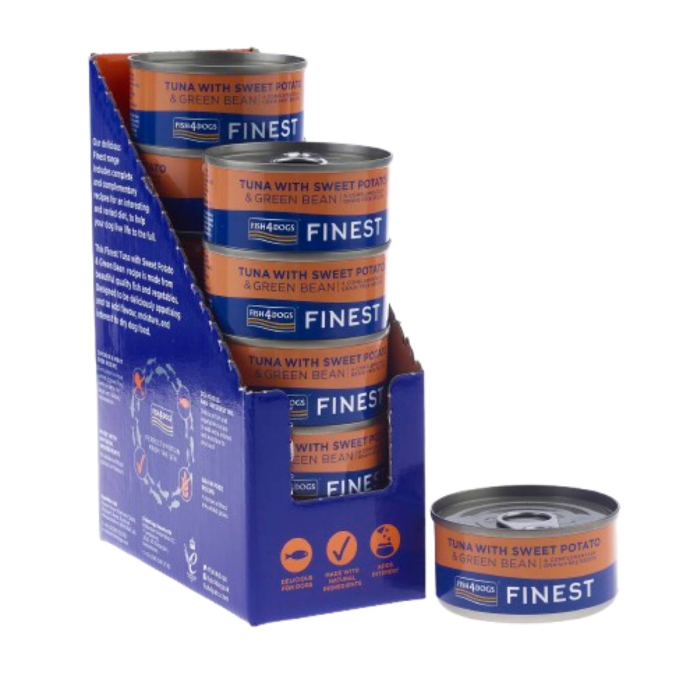 Fish4Dogs Finest Alimento Umido per Cani Tonno con Patata Dolce e fagioli Verdi 85 g