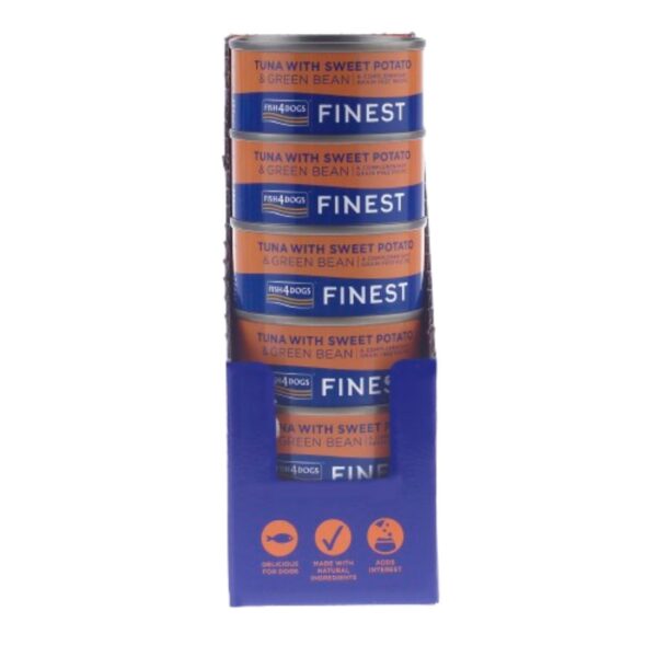 Fish4Dogs Finest Alimento Umido per Cani Tonno con Patata Dolce e fagioli Verdi 85 g
