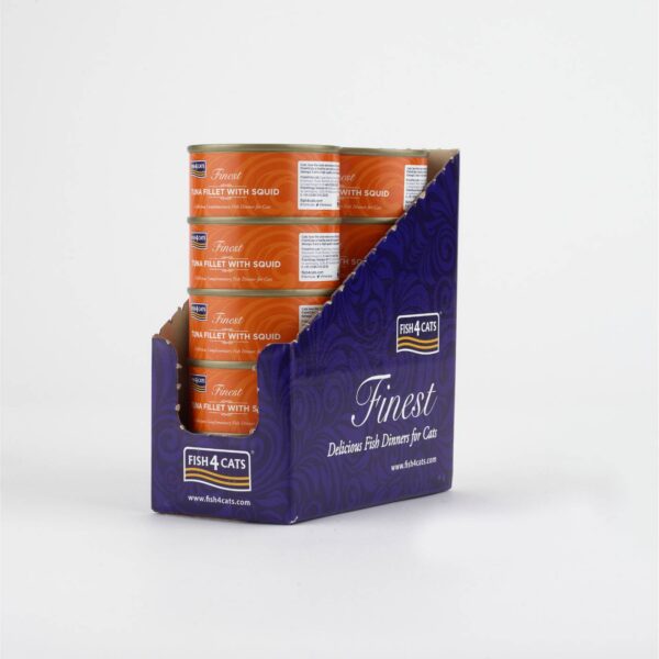 10 x 70 g fish4cats finest filetti di tonno con calamari per gatti
