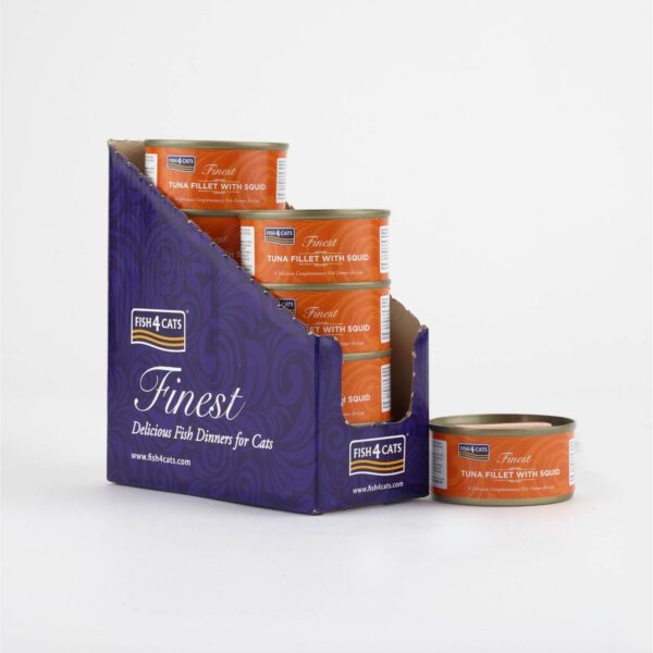 10 x 70 g fish4cats finest filetti di tonno con calamari per gatti
