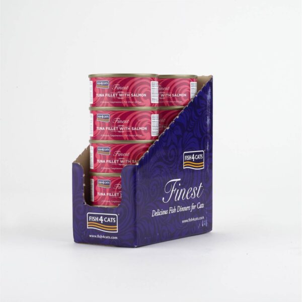 10 x 70 g Fish4Cats Finest Filetti di Tonno con Salmone Umido per Gatti