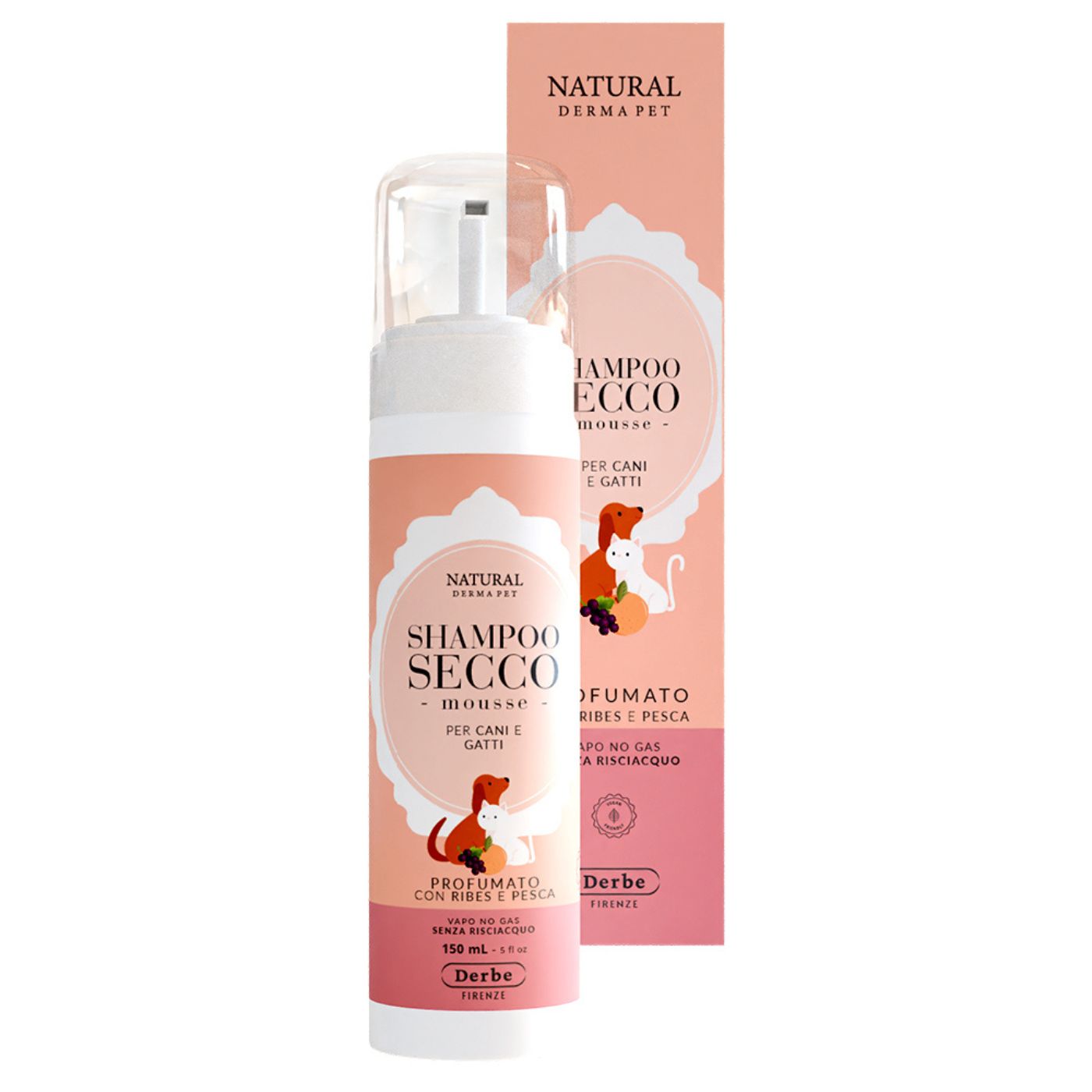 Derbe Shampoo Secco per Cani e Gatti Mousse Profumato 150 ml Natural Derma Pet
