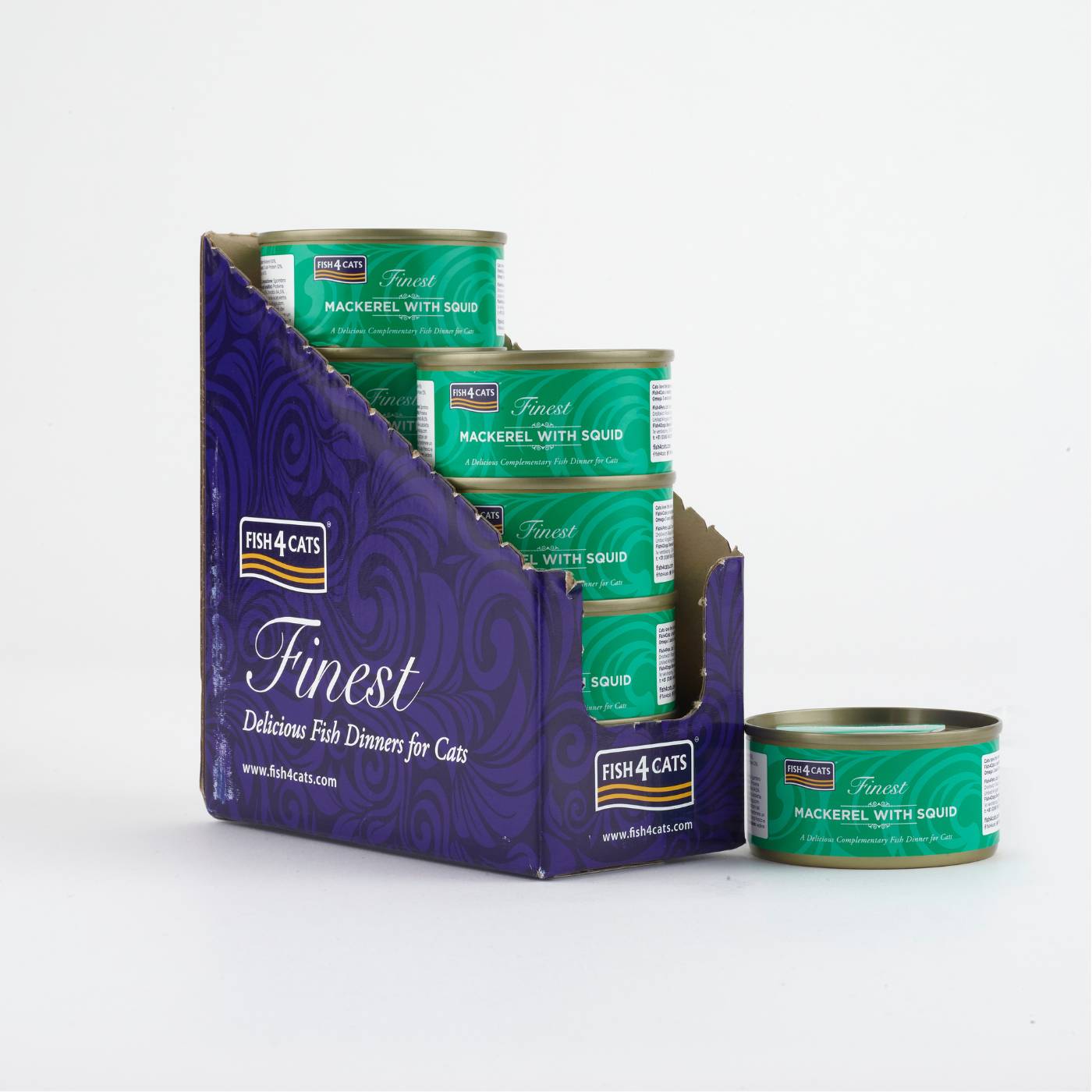 Fish4Cats Finest Filetti di Sgombro con Calamari Umido per Gatti 70 gr