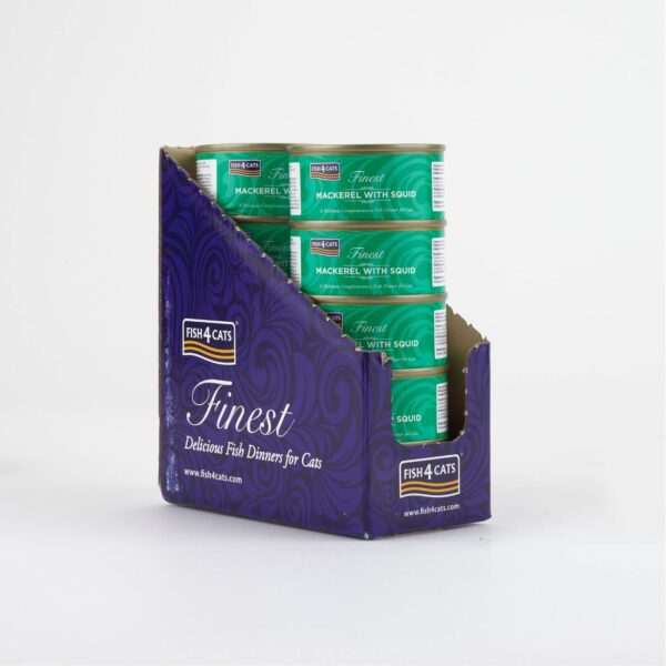 Fish4Cats Finest Filetti di Sgombro con Calamari Umido per Gatti 70 gr