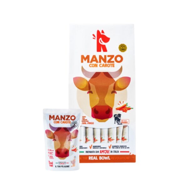 Real Bowl Alimento Completo Fresco Cotto per Cani al Manzo Senza Cereali Grain Free