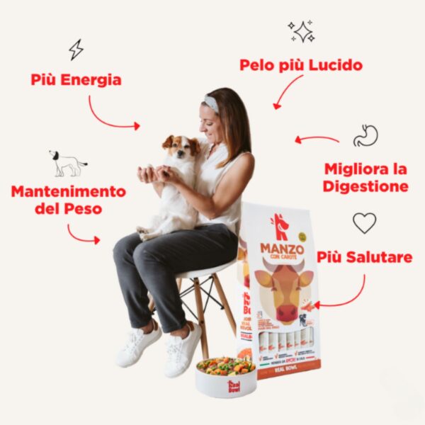 Real Bowl Alimento Completo Fresco Cotto per Cani al Manzo Senza Cereali Grain Free