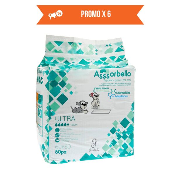 ferribiella tappetini igienici ultra per animali domestici alla clorexidina 60 x 60 cm