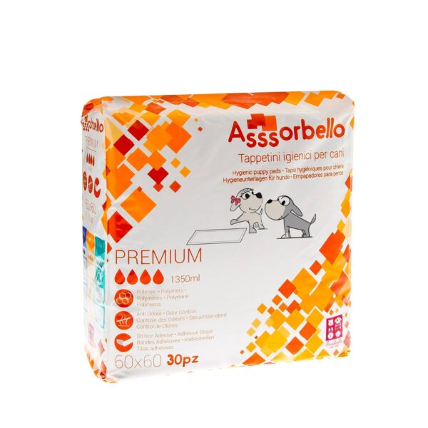 Ferribiella Tappetini Igienici Premium per Animali Domestici 60 x 60 cm 30 pz con Strisce Adesive