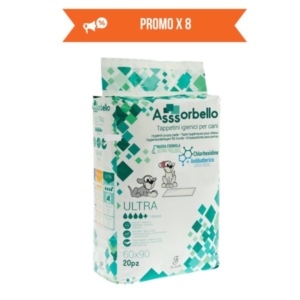 8 CONF. 60 x 90 cm 20 pz - Ferribiella Tappetini Igienici Ultra per Animali Domestici alla Clorexidina