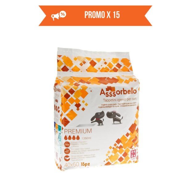 KIT 15 CONF. 40 x 60 cm 15 pz - Ferribiella Tappetini Igienici Premium per Animali Domestici con Strisce Adesive