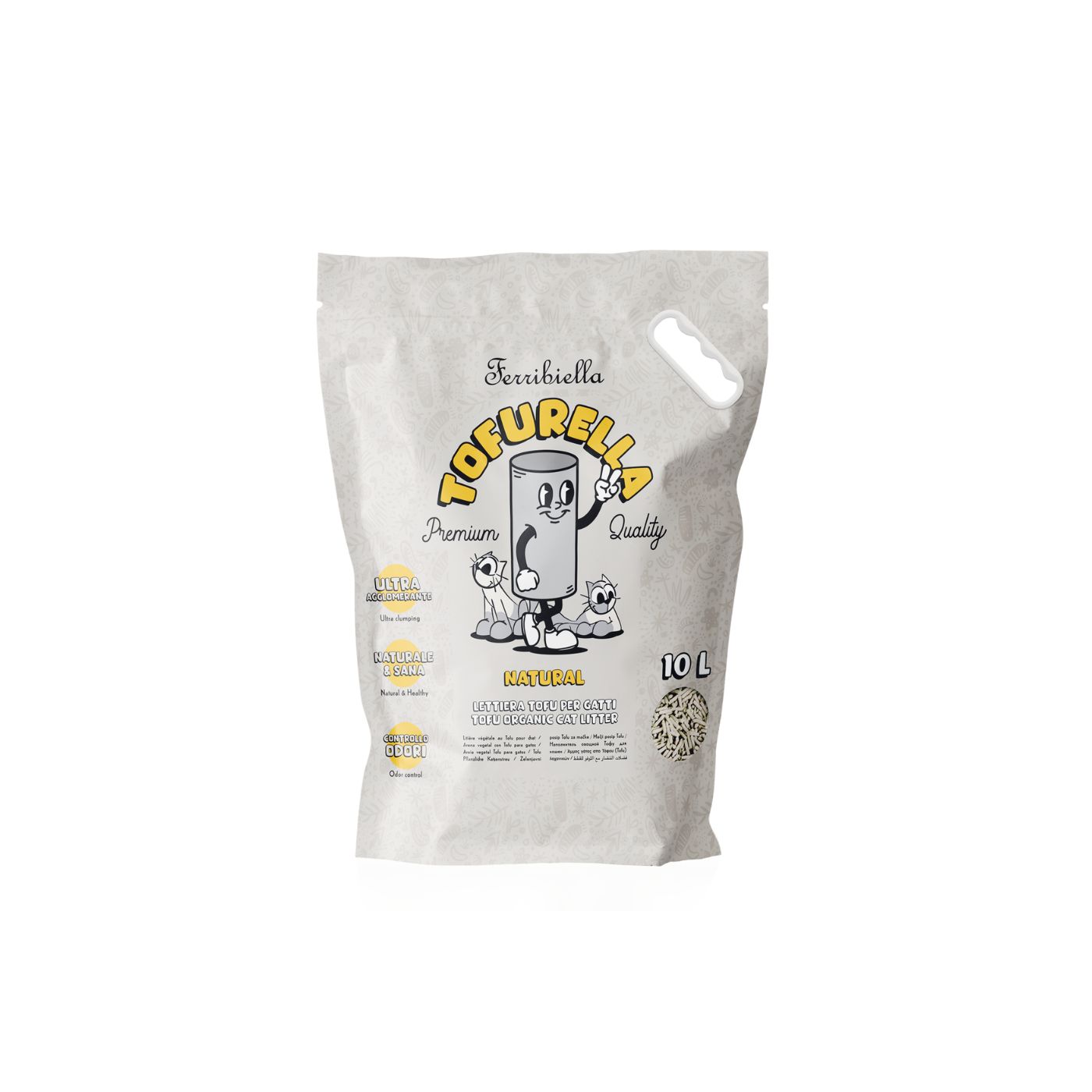 Ferribiella Lettiera al Tofu per Gatti Tofurella Natural Biodegradabile Agglomerante 10 lt