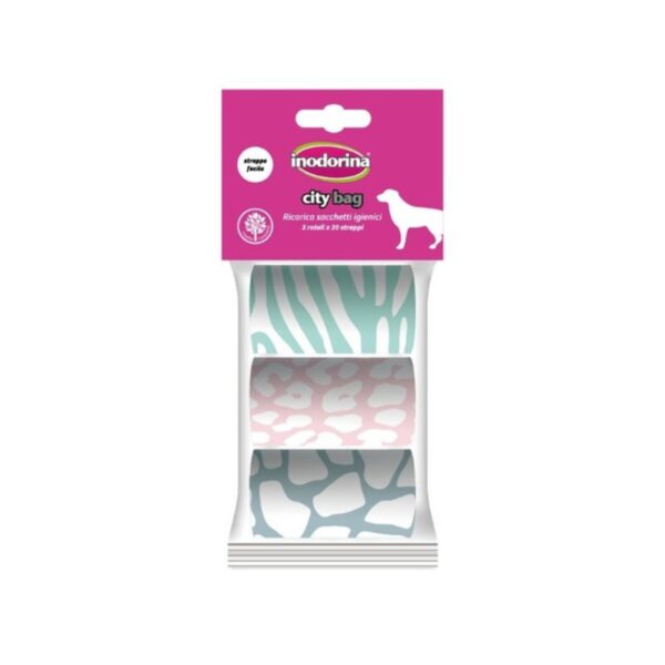 Inodorina Sacchetti Igienici City Bag Colorati 3 Rotoli da 20 Sacchetti