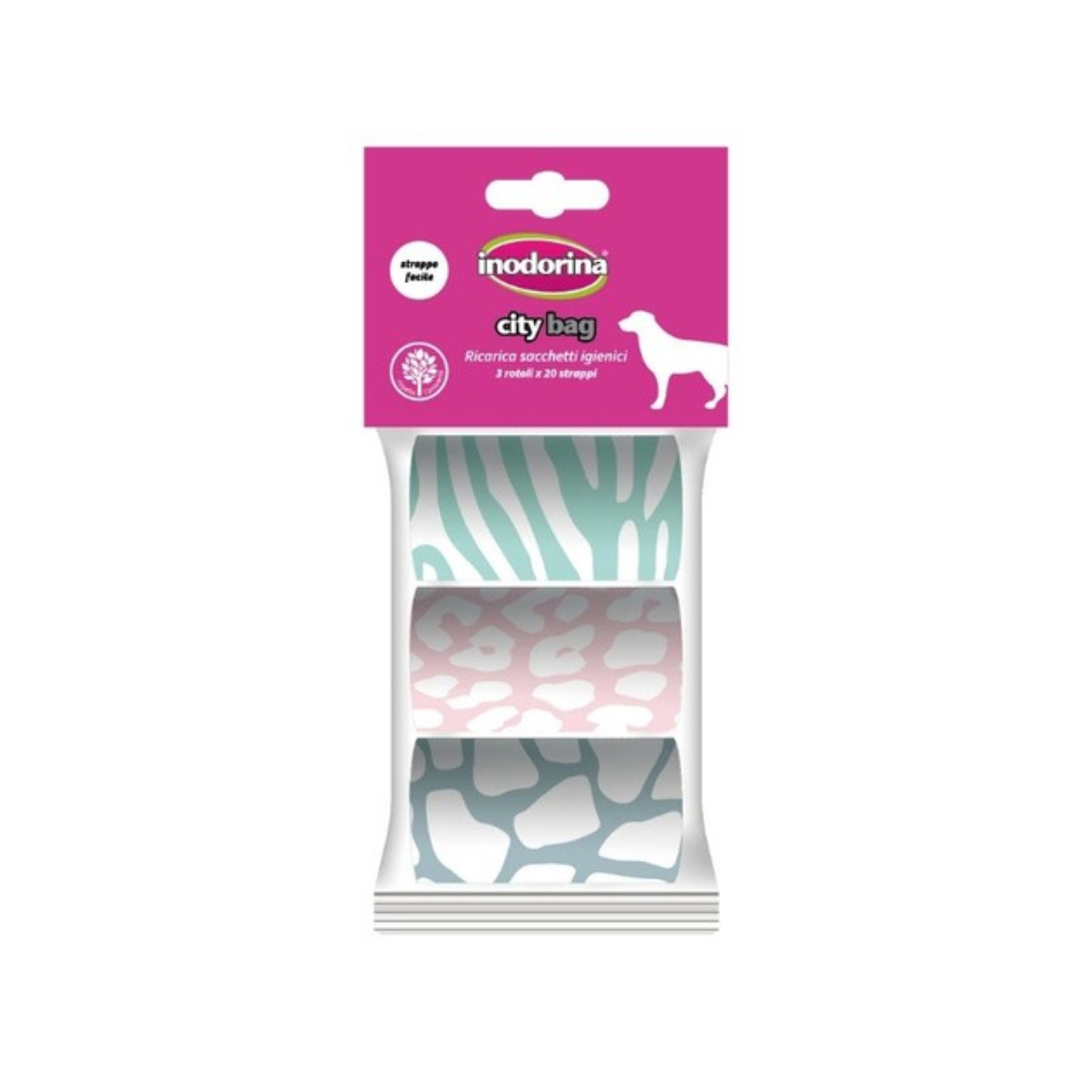 Inodorina Sacchetti Igienici City Bag Colorati 3 Rotoli da 20 Sacchetti