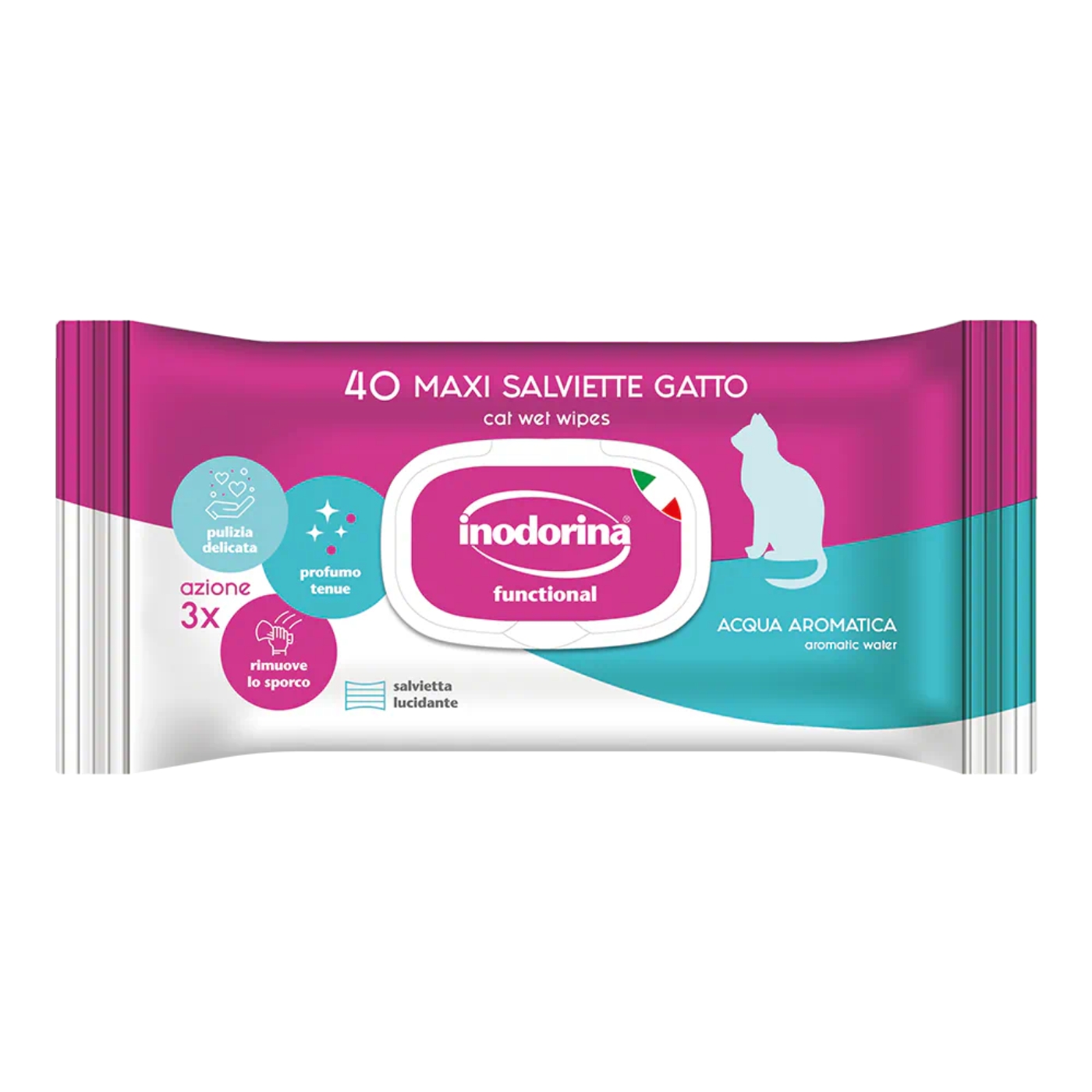 Inodorina Salviette Detergenti Umidificate per Gatti 40 pz