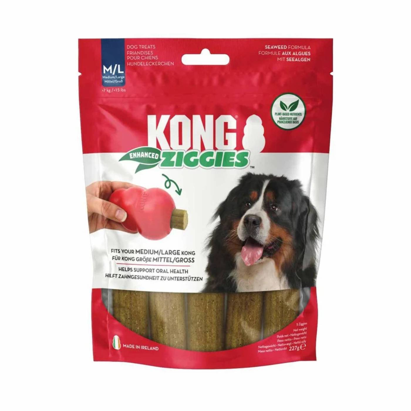 Kong Snack Vegetale per Cani Ziggies Enhanced M - L 227 g per Cani Oltre i 7 Kg
