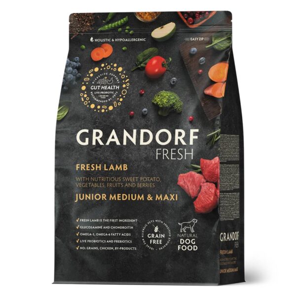 Grandorf Fresh Junior Medium & Maxi Breeds Agnello e Patata Dolce per Cani Juniors
