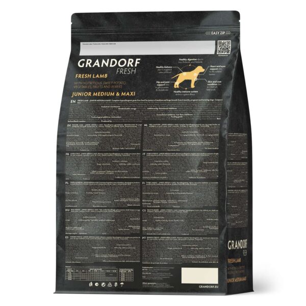 Grandorf Fresh Junior Medium & Maxi Breeds Agnello e Patata Dolce per Cani Juniors