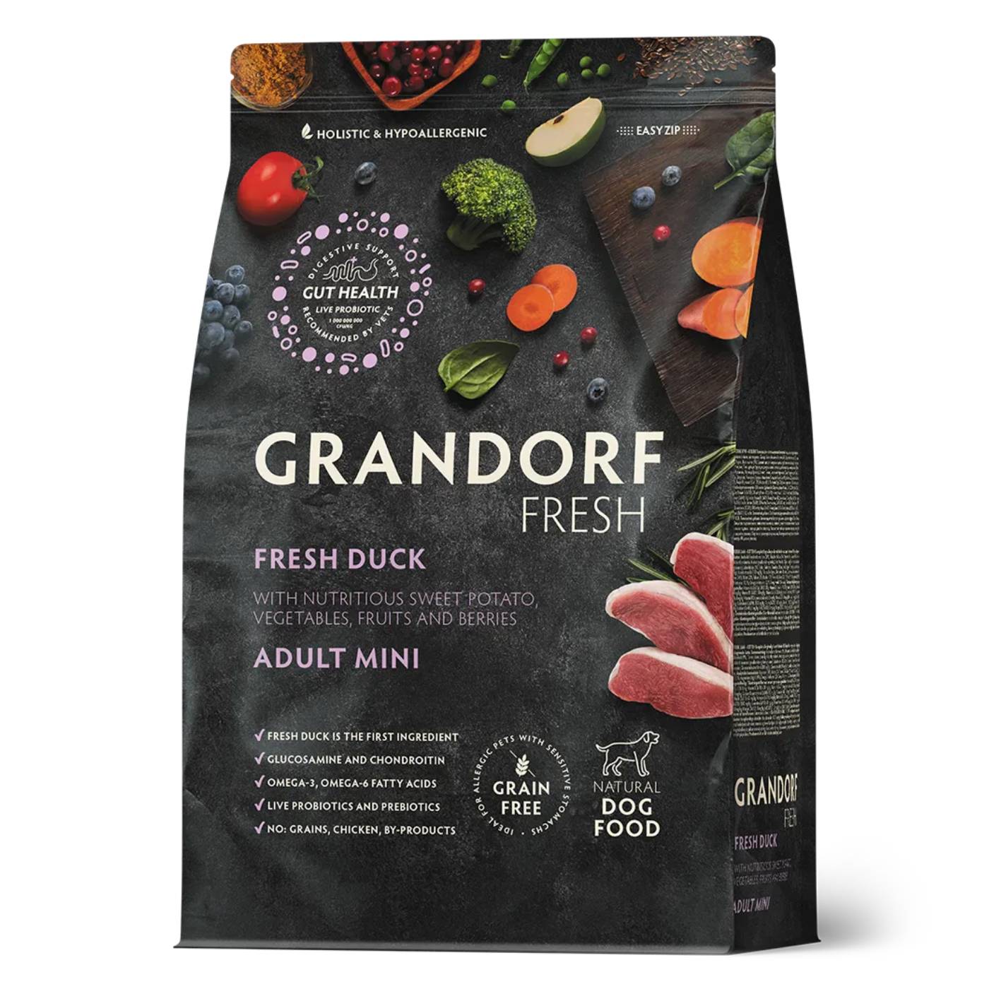 Grandorf Fresh Duck Adult Mini Breeds con Carne Fresca di Anatra e Patate Dolci per Cani Adulti di Piccola Taglia