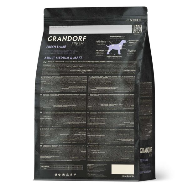 Grandorf Fresh Adult Medium & Maxi Breeds con Carne Fresca di Agnello e Patata Dolce per Cani Adulti