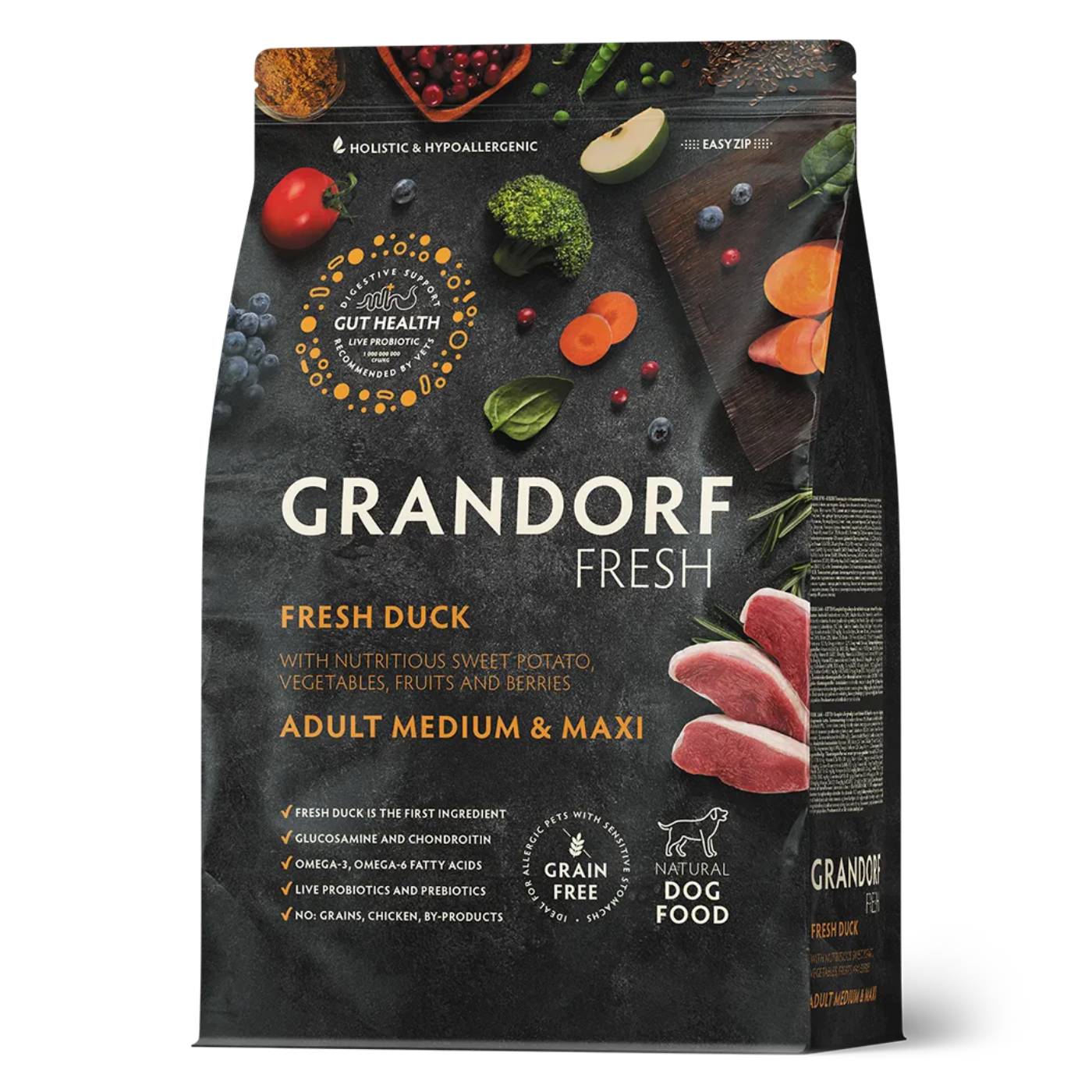 Grandorf Fresh Adult Medium & Maxi Breeds con Carne Fresca di Anatra e Patata Dolce per Cani Adulti