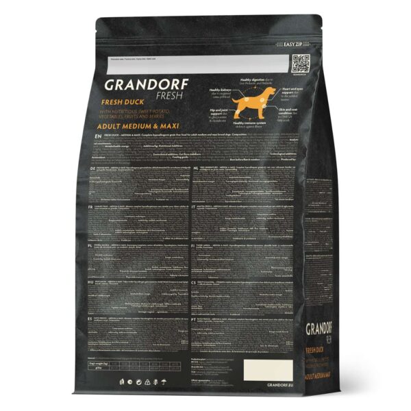 Grandorf Fresh Adult Medium & Maxi Breeds con Carne Fresca di Anatra e Patata Dolce per Cani Adulti