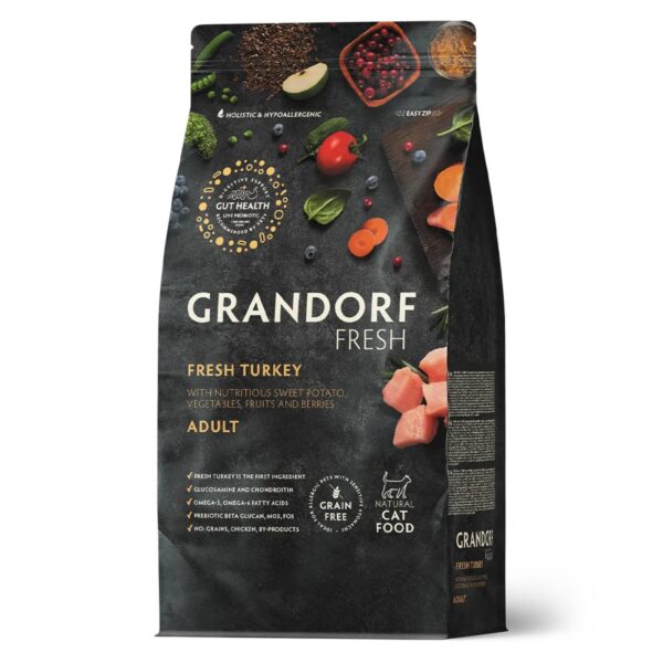 Grandorf Fresh Cat con Carne Fresca di Tacchino e Patate Dolci per Gatti Adulti