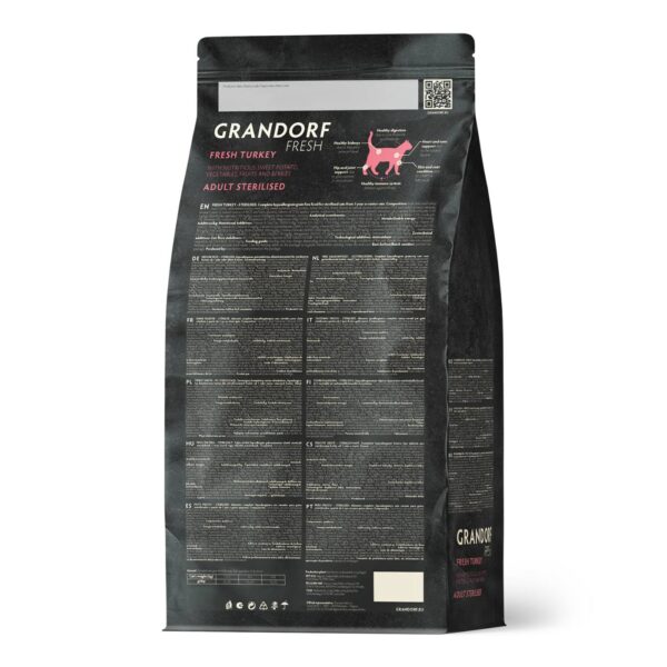 Grandorf Fresh Cat con Carne Fresca di Tacchino e Patate Dolci per Gatti Sterilizzati o Anziani