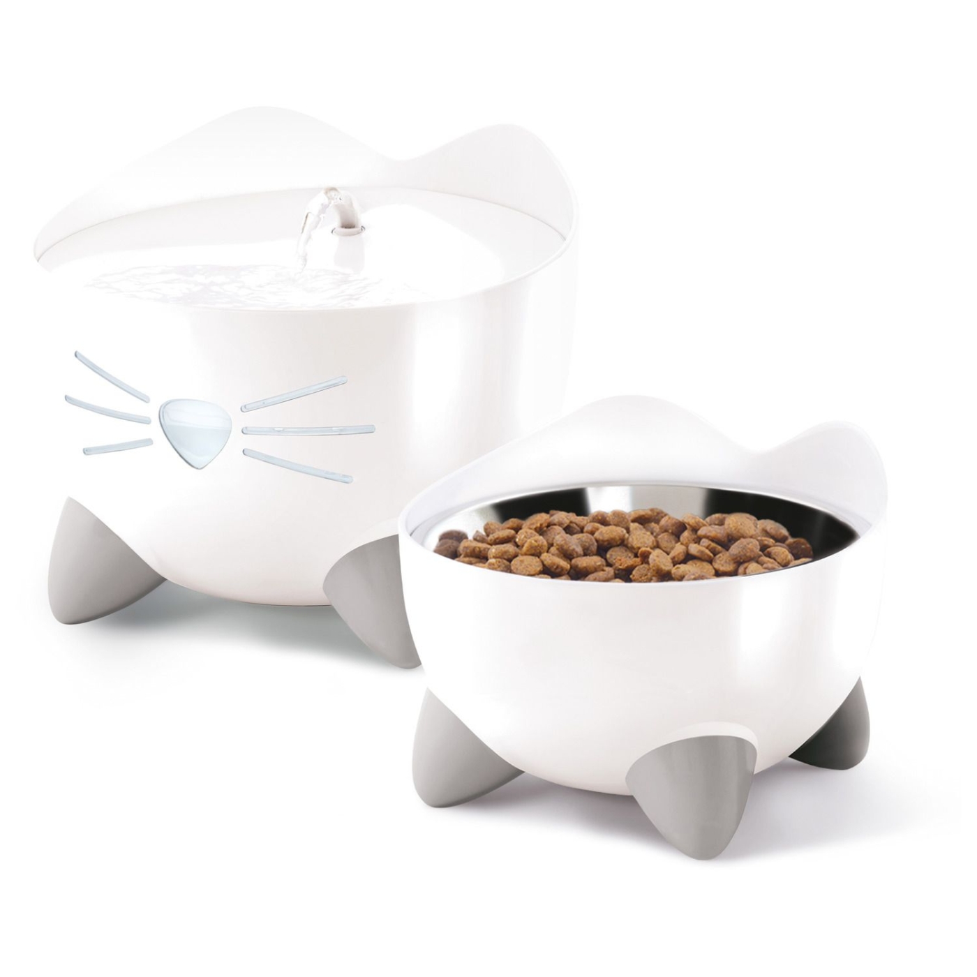 Catit Fontana Automatica per Gatti Combo Pack Pixi Bianca con Ciotola e 3 Filtri Inclusi