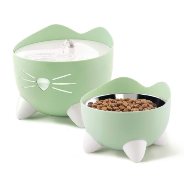 Catit Fontana Automatica per Gatti Combo Pack Pixi Verde con Ciotola e 3 Filtri Inclusi