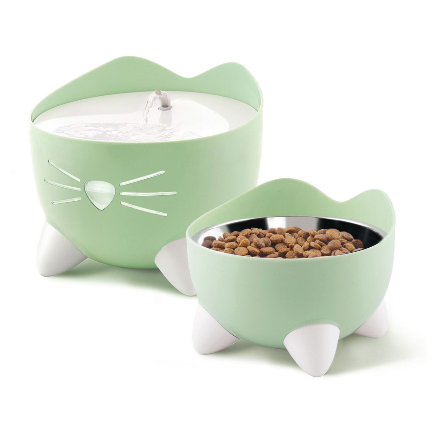 Catit Fontana Automatica per Gatti Combo Pack Pixi Verde con Ciotola e 3 Filtri Inclusi