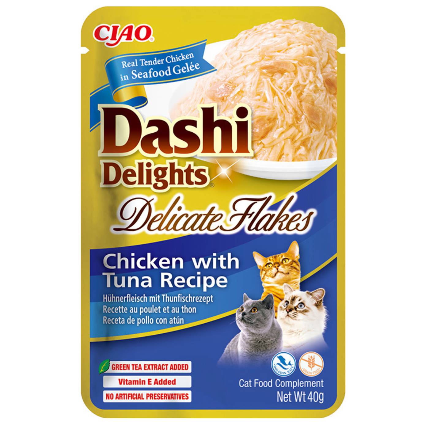 Inaba® Ciao® Dashi Delights Delicate Flakes Pollo con Tonno Umido per Gatti 40 g