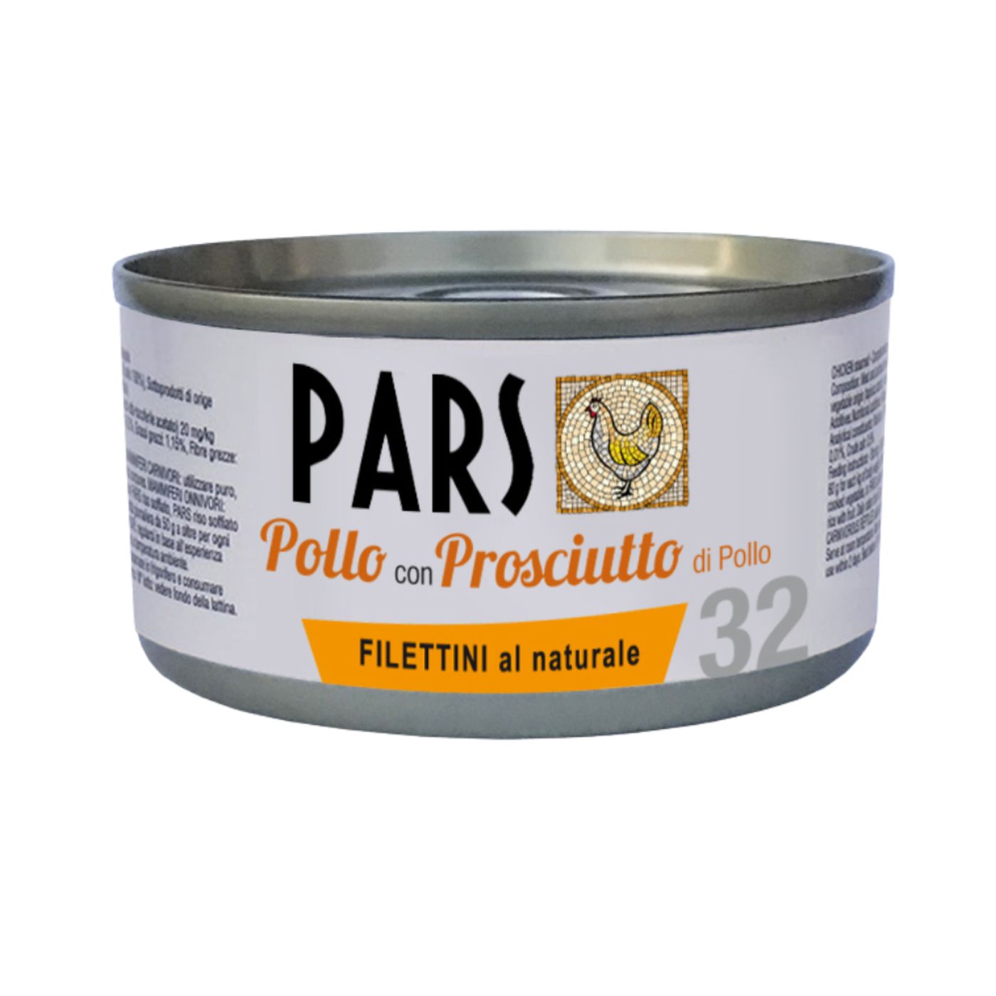 Pars 32 Filettini al Naturale di Pollo con Prosciutto di Pollo 85 g per Gatti
