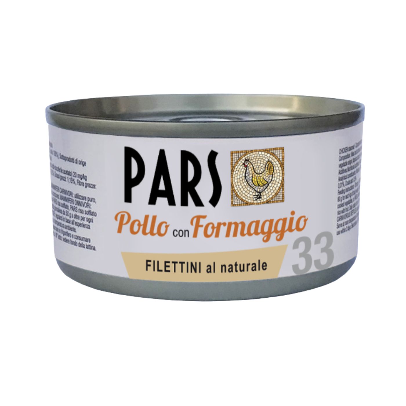 Pars 33 Filettini al Naturale di Pollo con Formaggio 85 g per Gatti