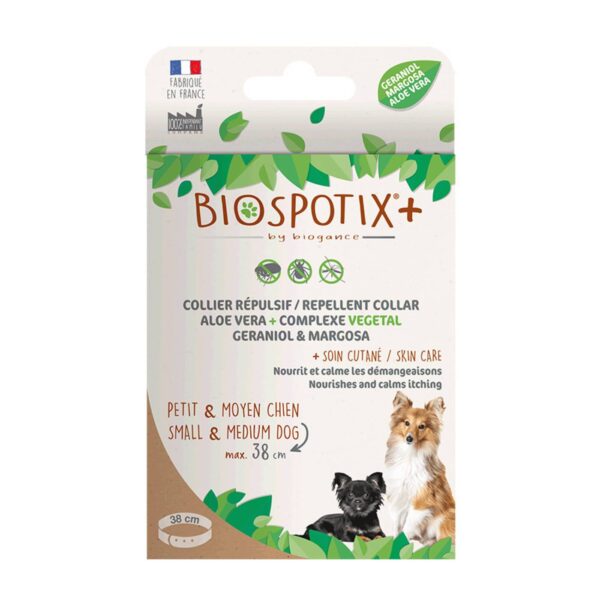Biogance Biospotix+ Collare Antiparassitario Naturale per Cani di Piccola e Media Taglia S 38 Cm Peso